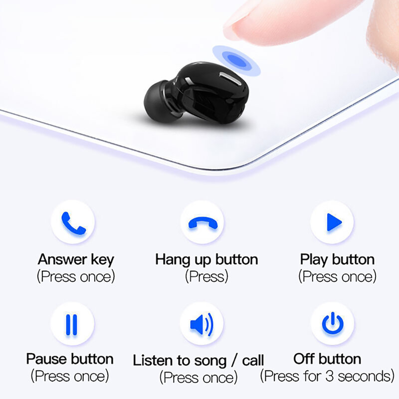 X9 Headset Gaming Olahraga Earphone Bluetooth Mini 5.0 dengan Headphone Nirkabel Mikrofon Earbud Stereo Bebas Genggam untuk Xiaomi Semua Ponsel