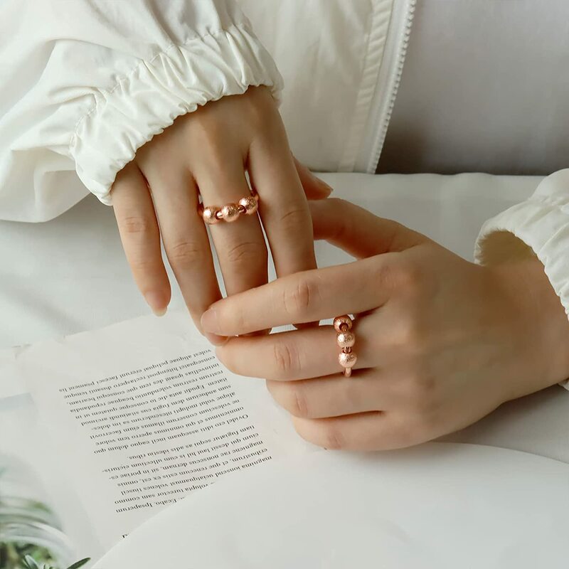 Fidget Beads Fidget Ring Spinner Single Coil Spiral Fidget Ring Beads Rotasi Bebas Anti Stres Anxiety Ring Mainan untuk Anak Perempuan Wanita