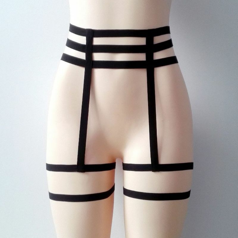 Arnés elástico de cintura alta para mujer, lencería con tiras, ligas enjauladas, cinturón X3UE