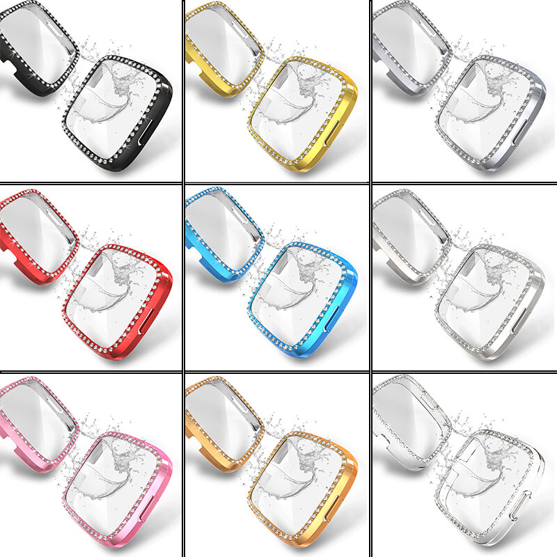 Nuova Cassa Del PC Del Diamante per Fitbit Versa 2 Orologio Da Polso Impermeabile Borsette caso Per Fitbit Versa 2 Della Vigilanza Dello Schermo di Copertura di Protezione telaio Borsette