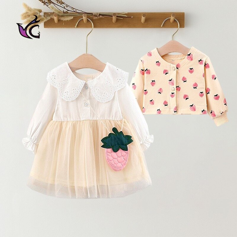 Yg Baby Clothing 2021 Autumn New Print Coat And Dress 2-piece Baby Suit For Girls Aged 0 To 2 Baby Girl Clothes Set Newborn Set
