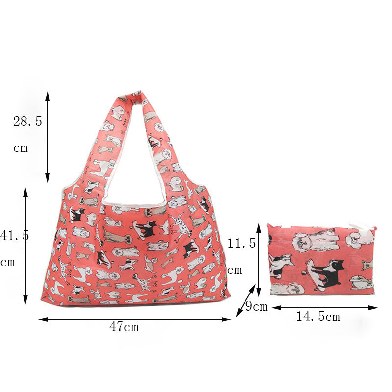 Large Shopping Bag Reusable Eco Bag Grocery Package Printed Storage Bags Shoulder Shopping Pouch Foldable Tote Pouch Package