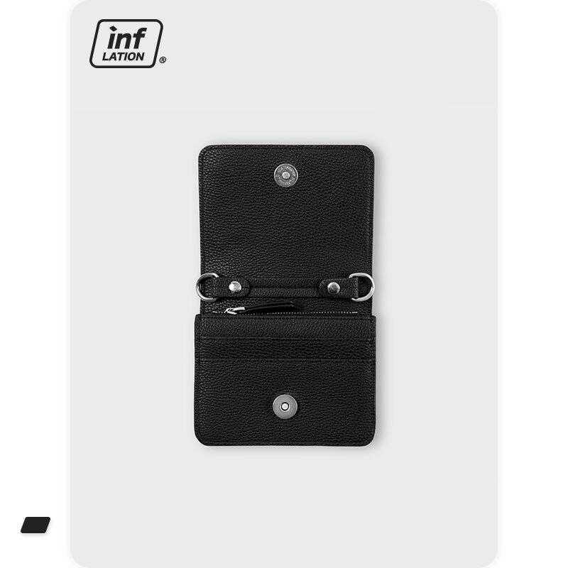 INFLATION-Mini bolso cruzado con cadena para hombre y mujer, bolsa cruzada Unisex, resistente al agua, color negro, Pu, para mensajes, 389AI2020