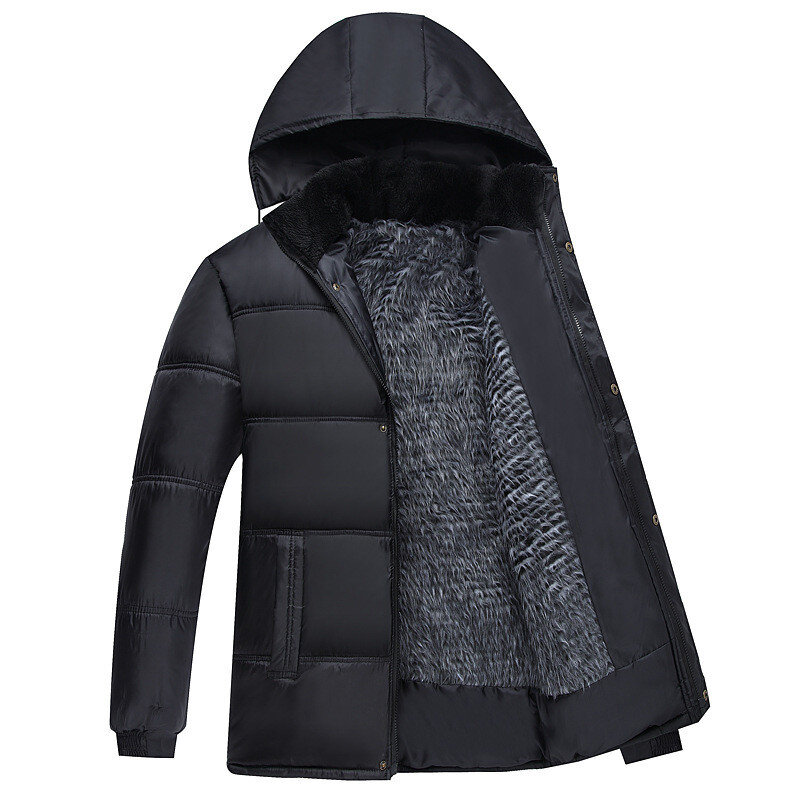Chaqueta con capucha para hombre, Parka con forro polar, de algodón, sólida y gruesa, a la moda, invierno, 2020