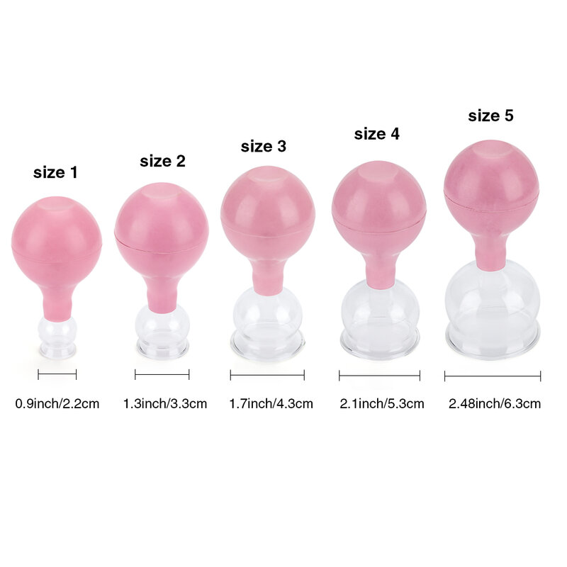 Rubber Head Glass Vacuum Cupping Cups Family Medical Vacuum Cans Suction Therapy Device Back Body Massage Health Care Tools