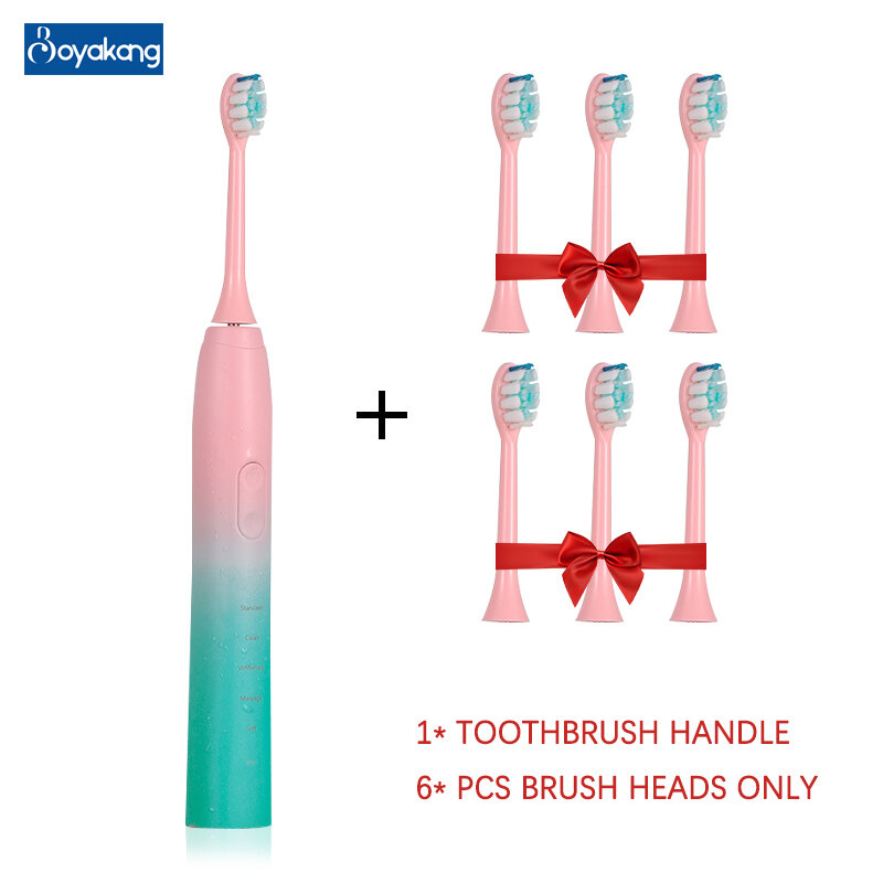 Boyakang escova de dentes elétrica ultra-sônica lembrete inteligente ipx8 à prova dwaterproof água cerdas dupont tipo-c carregamento presente adulto byk023
