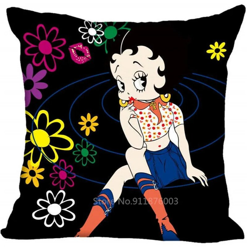 Funda de almohada de 45x45cm, cubierta de almohada decorativa moderna para el hogar, Betty Boop, para sala de estar
