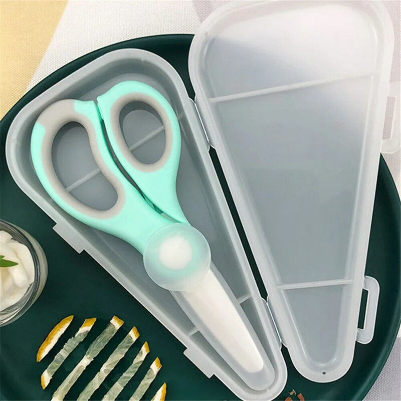 2023 New Ceramic Scissors Portable Infant Feeding Aid Scissors With Shear Case Food Scissors Baby Supplies Baby Tableware