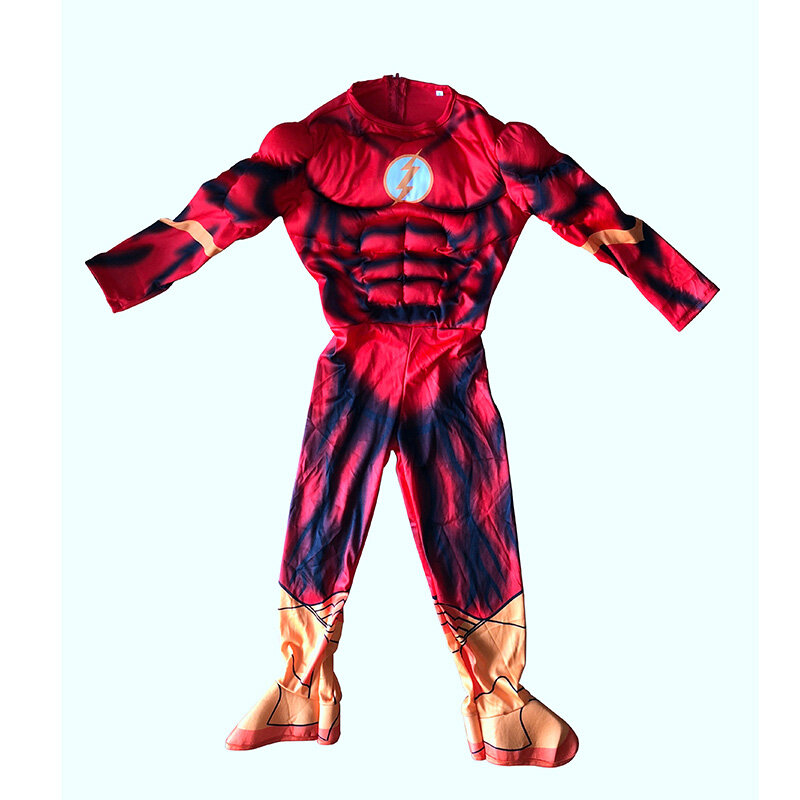 Bazzery Boy's Deluxe Flash Costume Fancy Dress Kids Fantasy Comics Movie Carnival Party Halloween Flashman costumi Cosplay