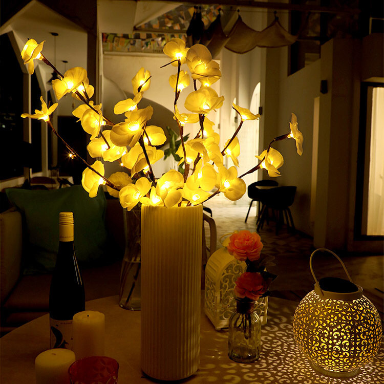2021LED Mô Phỏng Chi Nhánh Đèn Phòng Ngủ Phòng Trang Trí Phalaenopsis Đèn Mới Lễ Tạ Ơn Lồng Đèn Lá Phong Nhánh Ánh Sáng