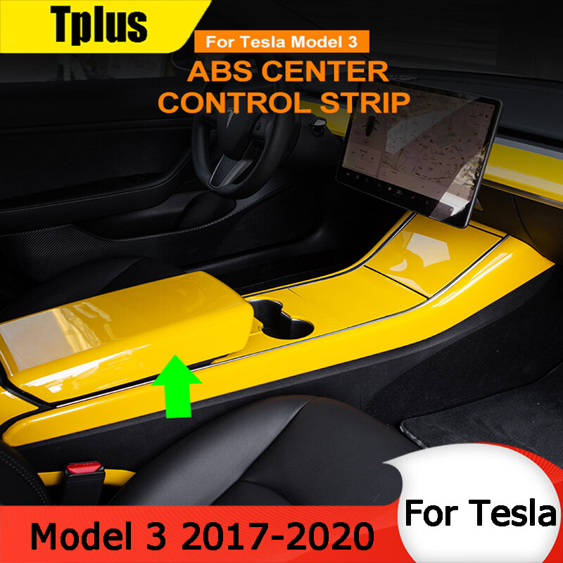 Tplus Penutup Pelindung Kotak Sandaran Tangan Mobil untuk Model Tesla 3 Konsol Tengah Film Debu Aksesori Pemodelan Multi-warna Praktis