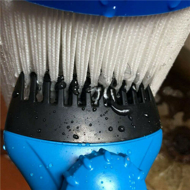 Piscina filtro escova de limpeza ferramenta de limpeza portátil com botão de ajuste (azul)