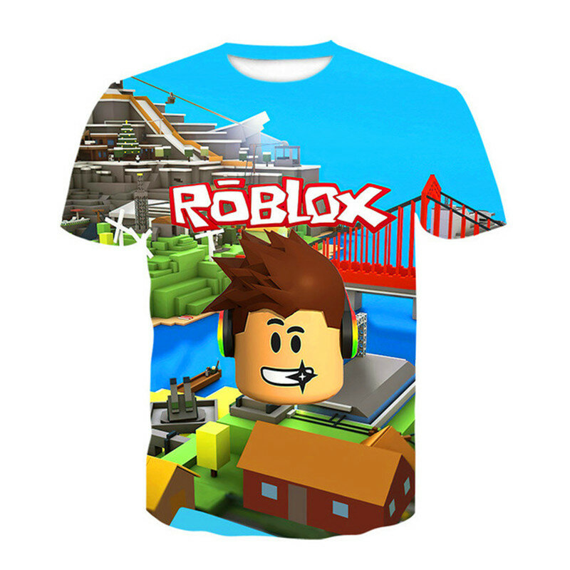 2021 어린이 Robloxing 어린이 o-넥 탑 티셔츠 여름 키즈 3D 인쇄 캐주얼 Tshirt 소년 게임 스포츠 t-셔츠 어린이 애니메이션 의류