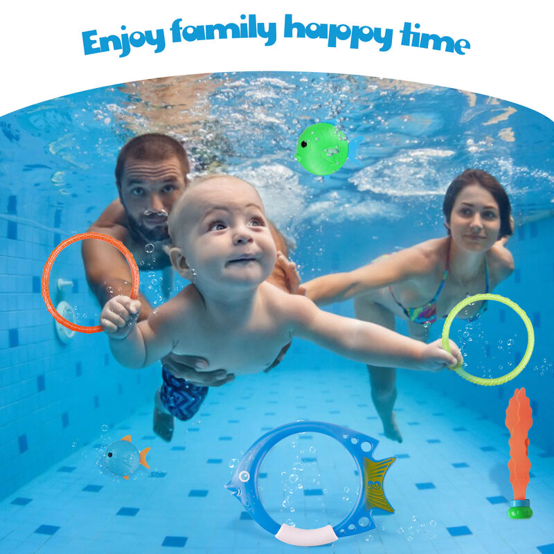 1Set pool accessories Kids Diving Toys Set Underwater Play Toys with Storage Bag Boys Girls Summer Games Swimming Pool Party
