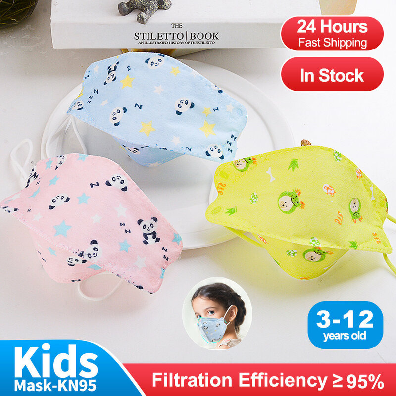 Masques réutilisables pour enfants de 3 à 12 ans, FPP2, FFP2, KN95, 4 couches, dessin animé Panda, Tapabocas NK95, FPP2