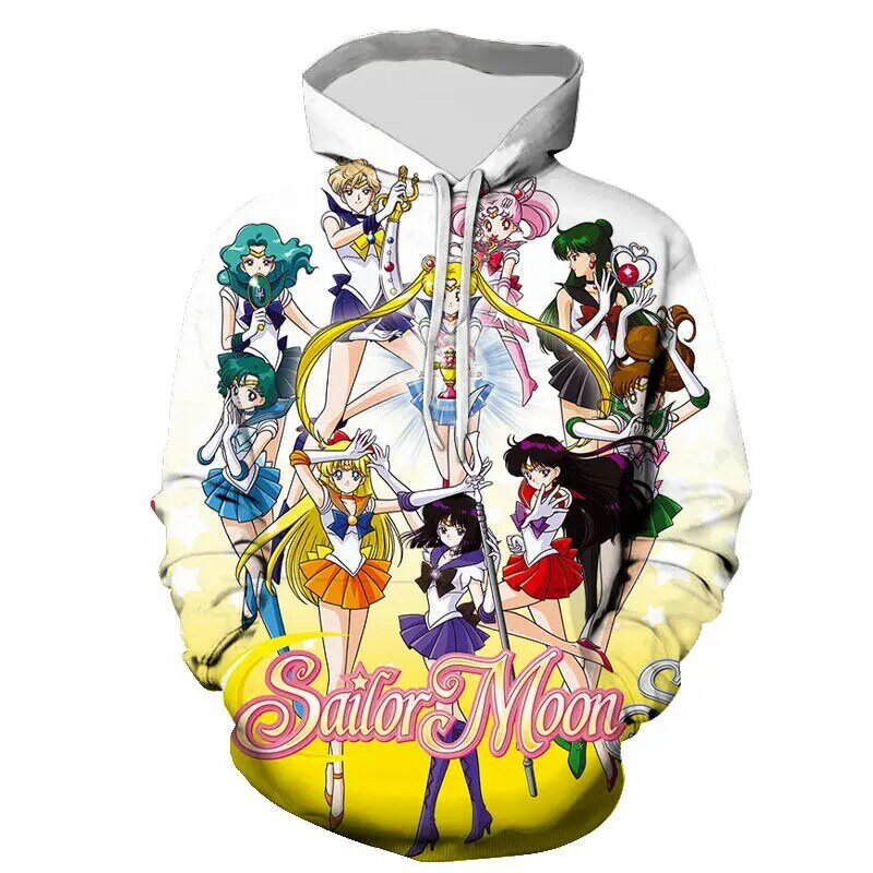 Pullover manica lunga Sailor Moon felpe con cappuccio uomo stampa 3D uomo donna bambini felpe moda Casual ragazzo ragazza top per bambini