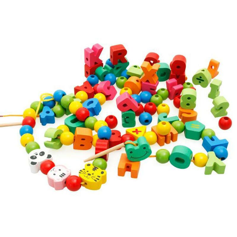 Kuulee Barreled Digital Letters City Traffic Children Around Beads Threading Toys Children's Educational Toys