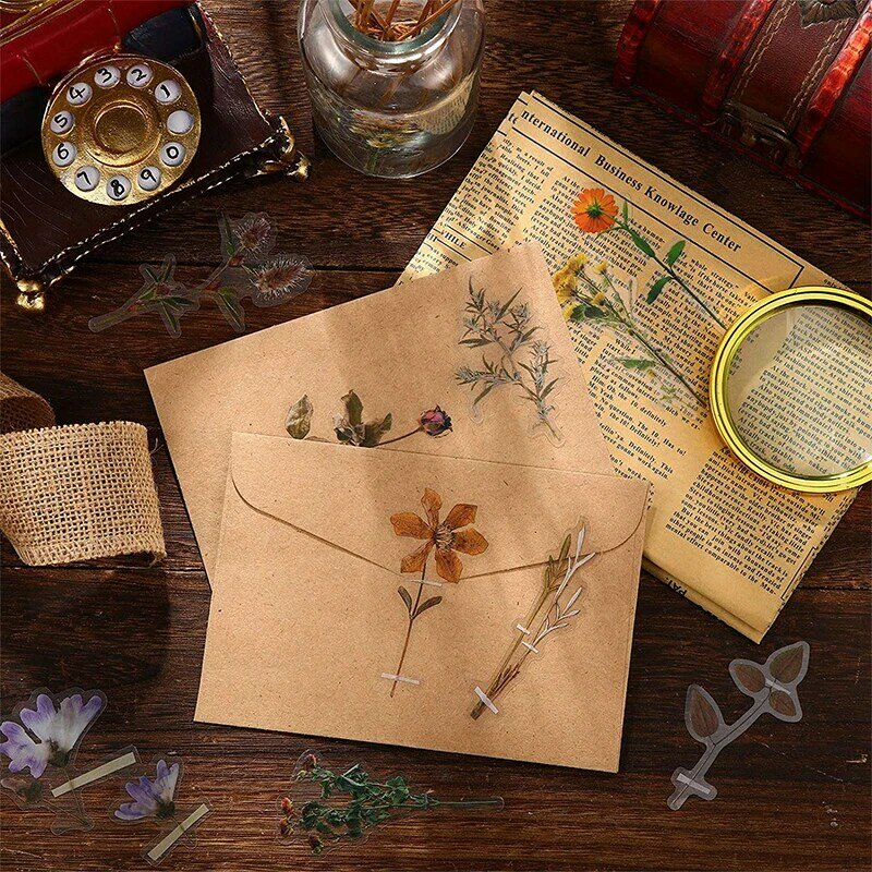 Scrapbooking kwiat Vintage naklejki na notebooki samoprzylepne naklejki papiernicze estetyczny pamiętnik dekoracja albumu naklejki