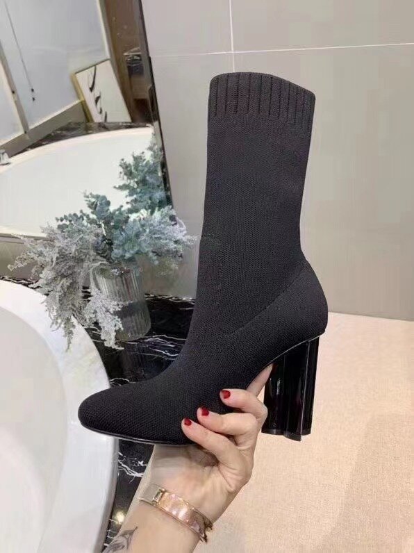 Ollymurs Fashion Stretch Socks Boots  High Heels Shoes Knit Socks Boots Skinny Women Mesh Fabric Autumn And Winter Boots
