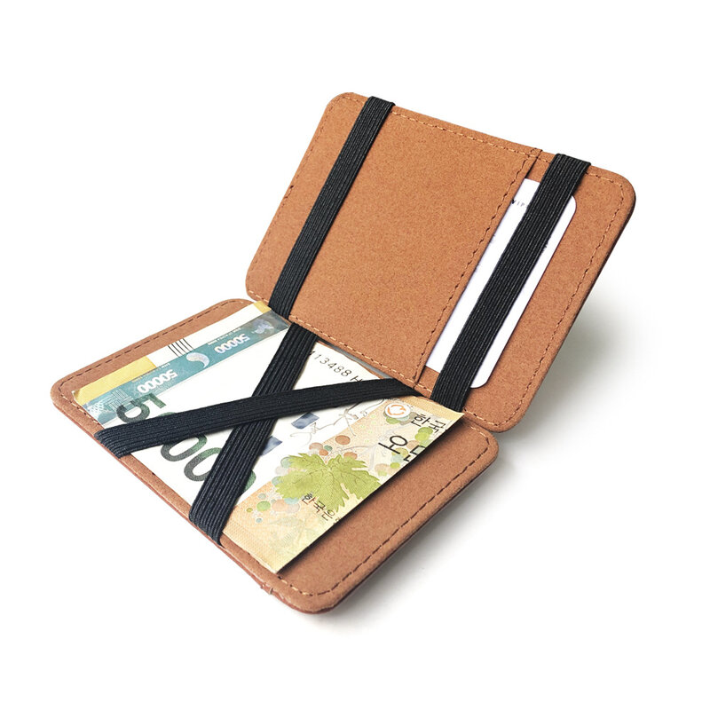Portamonete Vintage Bifold Slim fermasoldi portamonete in pelle Pu borsa magica portafoglio da uomo retrò porta carte di credito