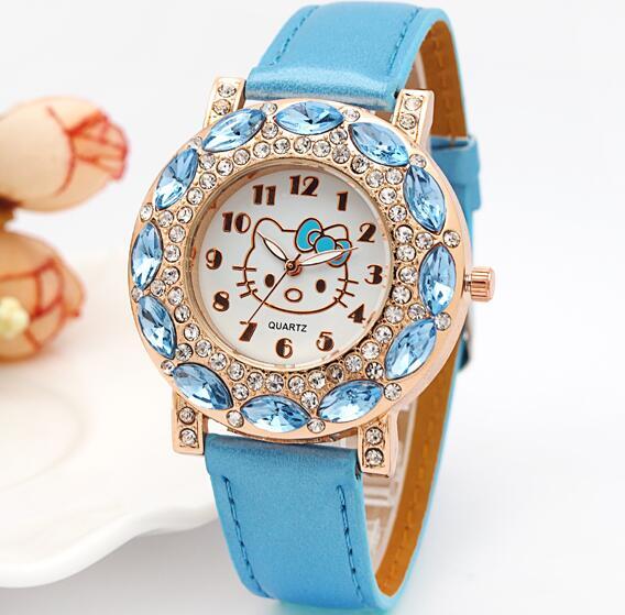 Bonito reloj de cuarzo de cuero para niños y niñas, pulsera informal a la moda, reloj de pulsera femenino
