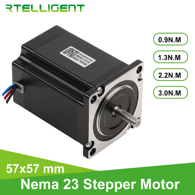 Rtelligent-Motor paso a paso 57A3 Nema 23, 1/2,2/3N.M, eje D de 4 Plomo, brida de 57mm, para fresadora de grabado CNC