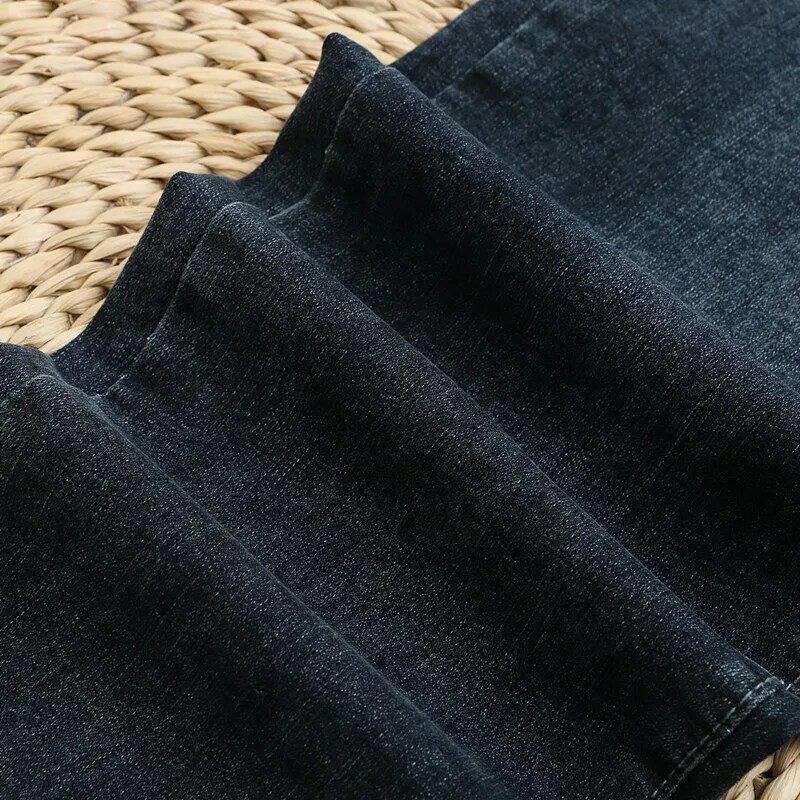 Wiosenna i jesienna odzież spodnie rozciągliwe z tkaniny dżinsy w dużym rozmiarze dla kobiet spodnie z wysokim stanem Big-ass grube nogi dżinsy damskie