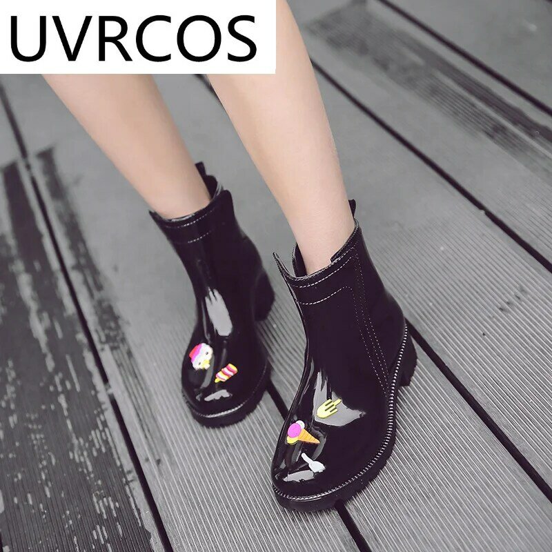 UVRCOS-Botas de lluvia para niña, zapatos resistentes al agua con cubierta gruesa, antideslizantes para jardín, trabajo de cocina, lavado de coches, nuevas