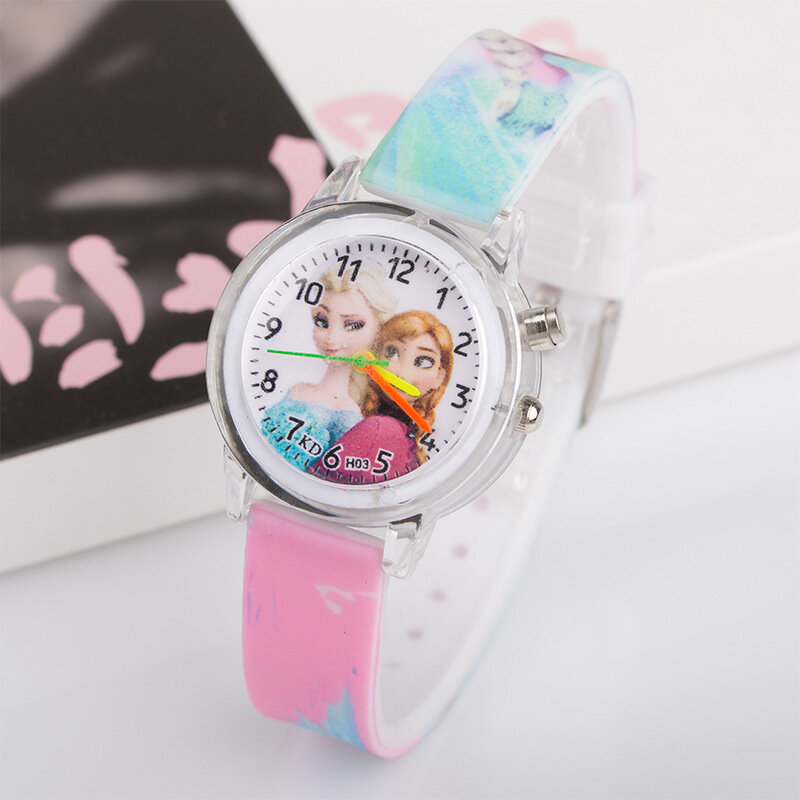 Cartoon Nette Bunte Licht Silikon Quarzuhr Kinder Kinder Mädchen Mode Armband Luminous Armbanduhr Uhr