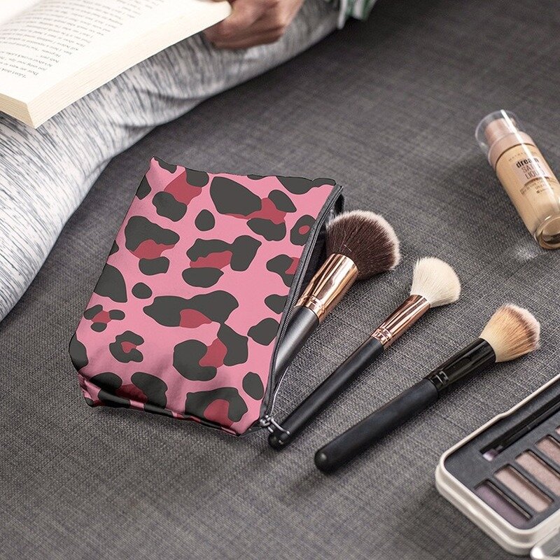 косметичка Leopard Print Cosmetic Bag Waterproof Digital Printing Washing Large Capacity Saves Mask Women Zipper Clutch Make Up