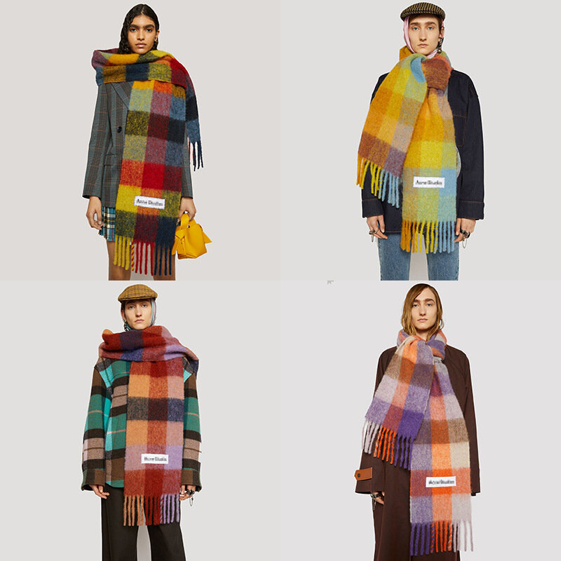 Новинка 2021, мужской и женский зимний шарф AC studios, шаль, теплая шаль, женское кашемировое одеяло, кашемировый шарф, шарф на шею