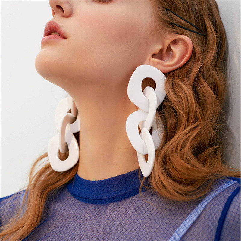 2021 유행 기하학 긴 귀걸이 여성을위한 아크릴 성격 과장된 멀티 레이어 서클 유럽 미국 보석 선물