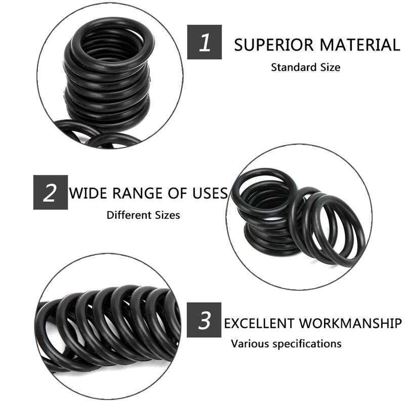 50pcs NBR Nitrile Rubber Sealing O-ring Gasket Replacement Seal O ring OD 6mm-30mm CS 1.9mm Black Washer DIY Accessories S864