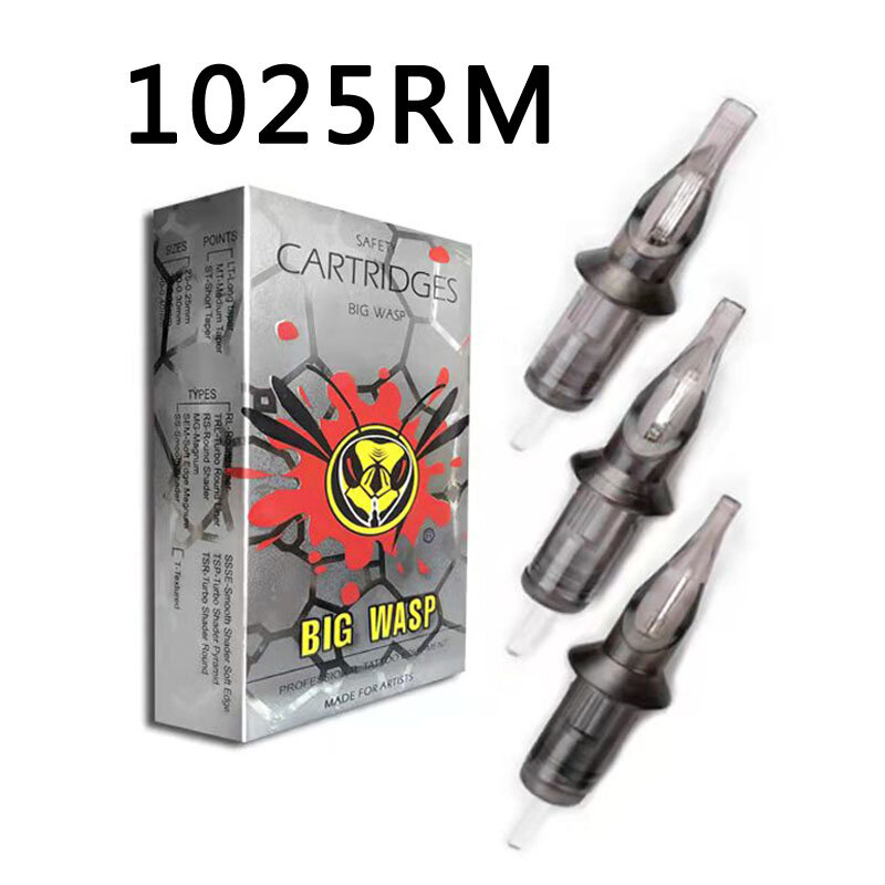 BIGWASP 1025RM Tattoo Needle Cartridges #10 Evolved (0.30mm) Magnums (25RM) for Cartridge Tattoo Machines & Grips 20Pcs