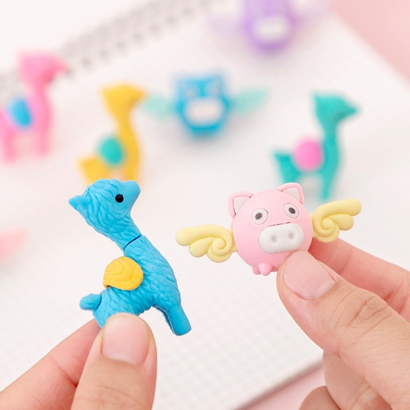 1Pc Kawaii kreatywny zwierząt latający świnka kształt uczeń gumka papiernicze gumka z motywami z kreskówek hurtowych słodkie szkolne