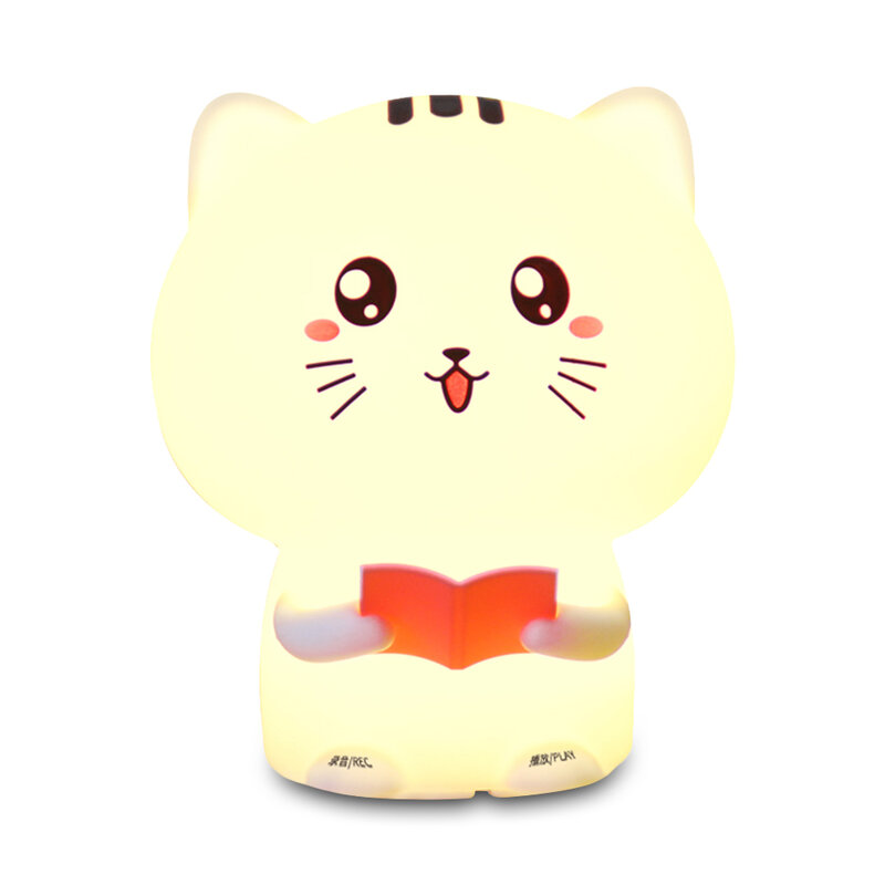 Cat Pattern Remote Control Touch Sensor Patting Tap Night Light Lamp Bedroom USB Colorful Lights  for Children Baby