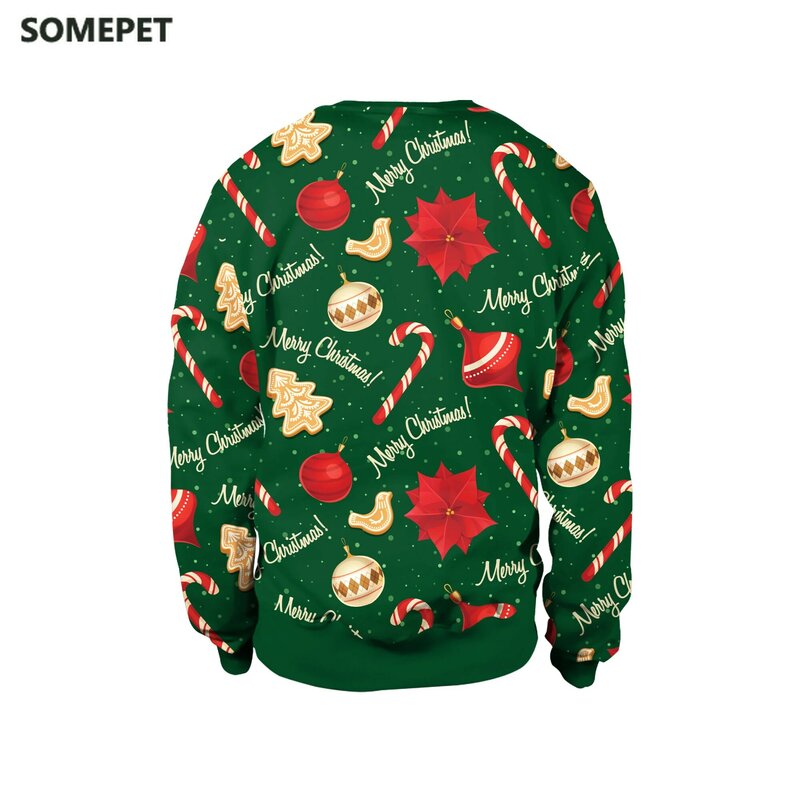 Maglione natalizio divertente carino no(xmas Print maglione verde Casual Holiday Family Party Pullover regali donna uomo felpe
