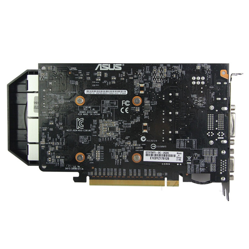 بطاقة الفيديو الأصلي ASUS GTX 750 Ti 2GB GTX750 750Ti GPU الرسومات نفيديا بطاقات الكمبيوتر سطح المكتب لعبة خريطة VGA DVI Videocard