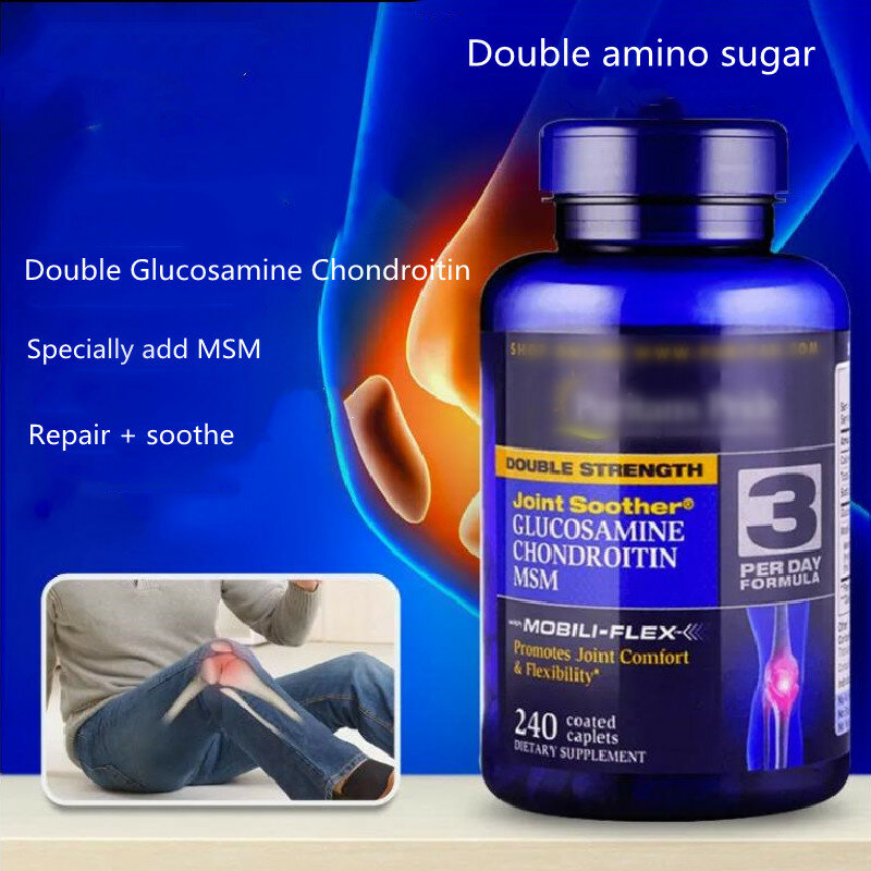 Condroitina de glucosamina de doble resistencia y chupete de junta MSM, 240 tapas/botella