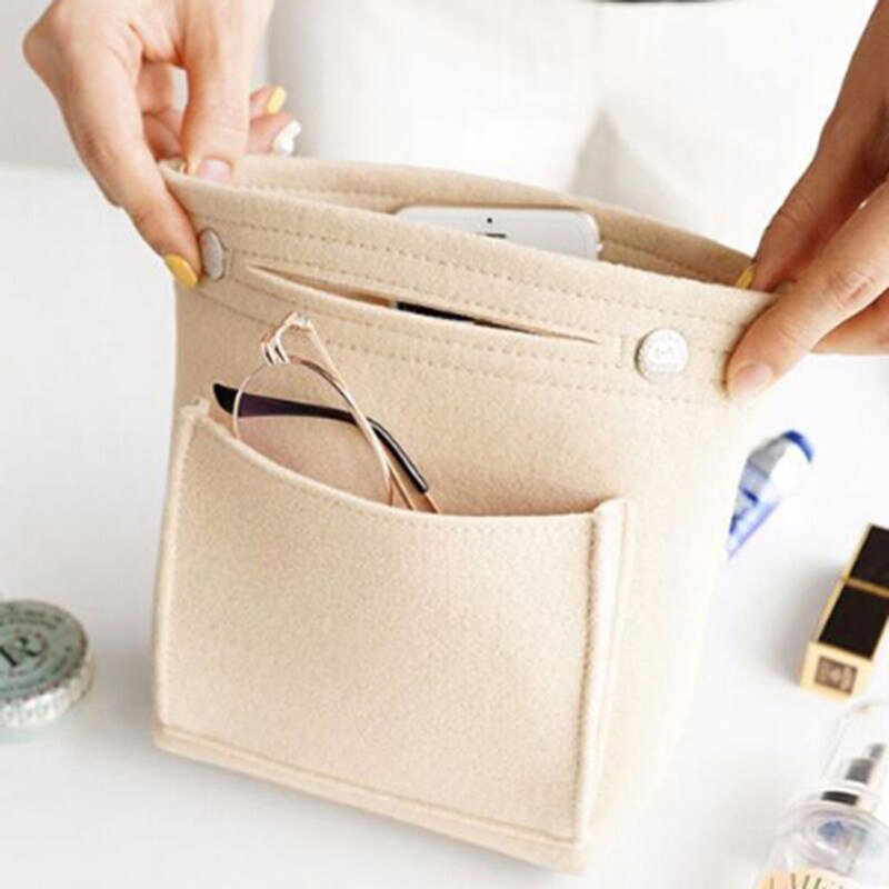 Felt Cosmetic Bag Case Portable Makeup Storage Organizer Purse For Women Girls Handbag Wash Toiletry Pouch Travel Accessories