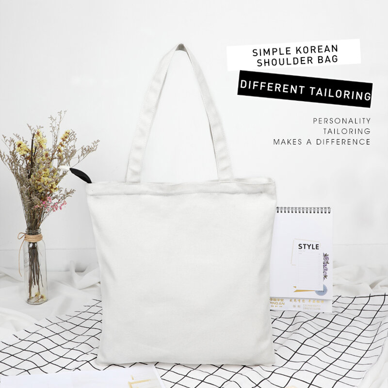 De la lona bolsas de compras blanco negro Eco reutilizable plegable bolso de hombro bolso de las señoras bolso bolsa bolsas de compra Mujer