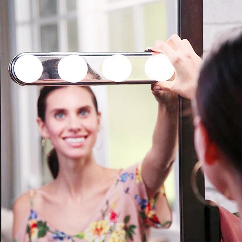 6V LED Gương Trang Điểm Đèn Lấp Đầy Đèn 4 Bóng Đèn Vanity Mirror Có Thể Điều Chỉnh Độ Sáng Cho Tất Cả Các Xinh Xắn Nữ Trang Điểm Dorpshipping