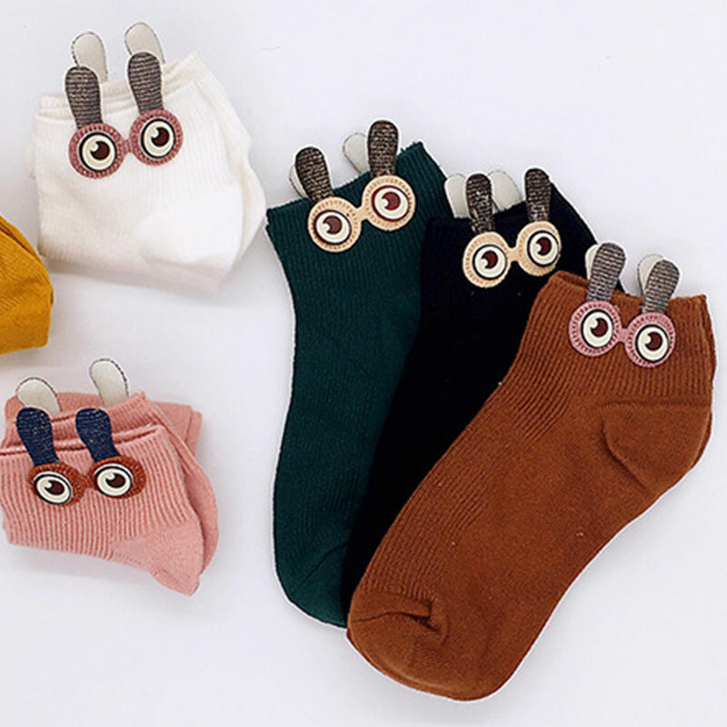 Cartoon Cotton Socks Female Japanese Summer Three-dimensional Big Eyes Funny Socks Suitable for Students Casual Ankle Socks