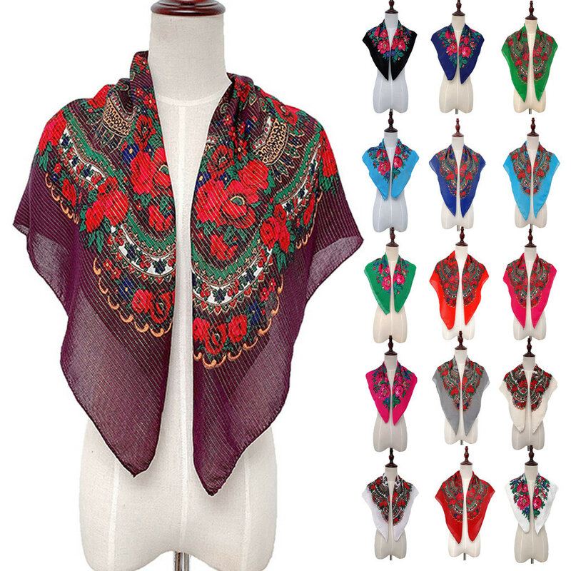 Bufanda de Cachemira con estampado de flores para mujer, chales cálidos para el cuello, Bandana de viaje, Primavera e invierno, 2021