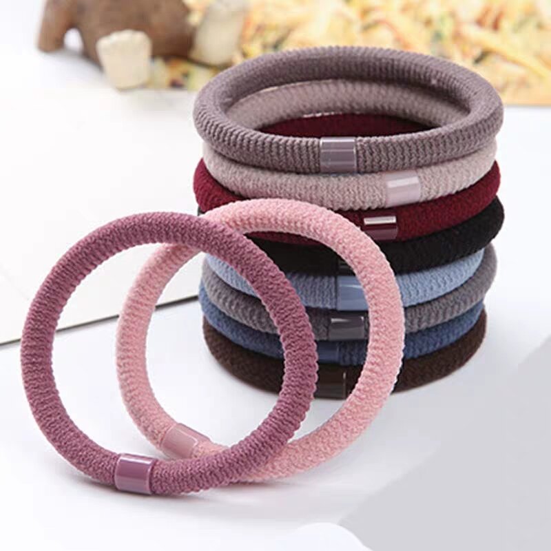 10 Pcs/Lot Neutral Solid Color Black Hair Bands Elastic Hair Ropes Hairtie Ponytail Holder For Women Girls Hair Accessories