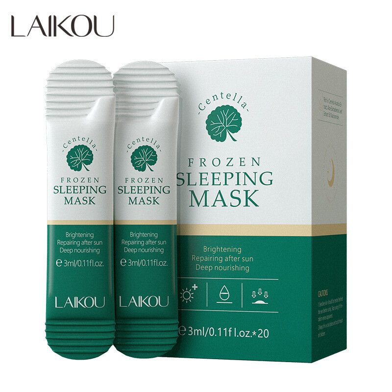 LAIKOU 20pcs Centella Moisturizing Sleeping Facial Mask Deep Hydrating Nourishing Repairs After Sun Exposure Face Skin Care