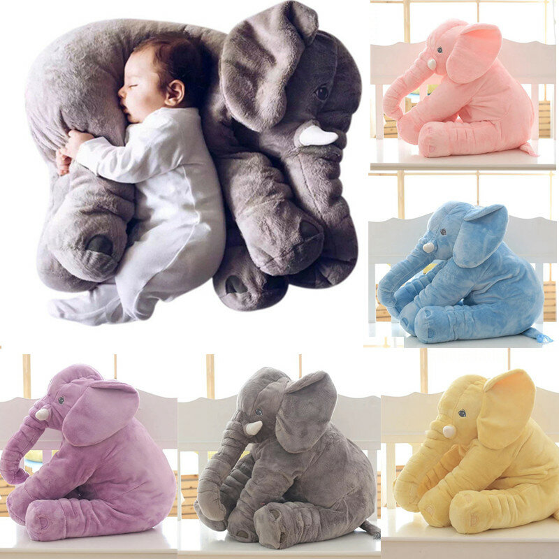 Tamanho grande dos desenhos animados brinquedo de pelúcia elefante crianças dormindo de volta almofada travesseiro de pelúcia animal boneca do bebê presente de aniversário para crianças