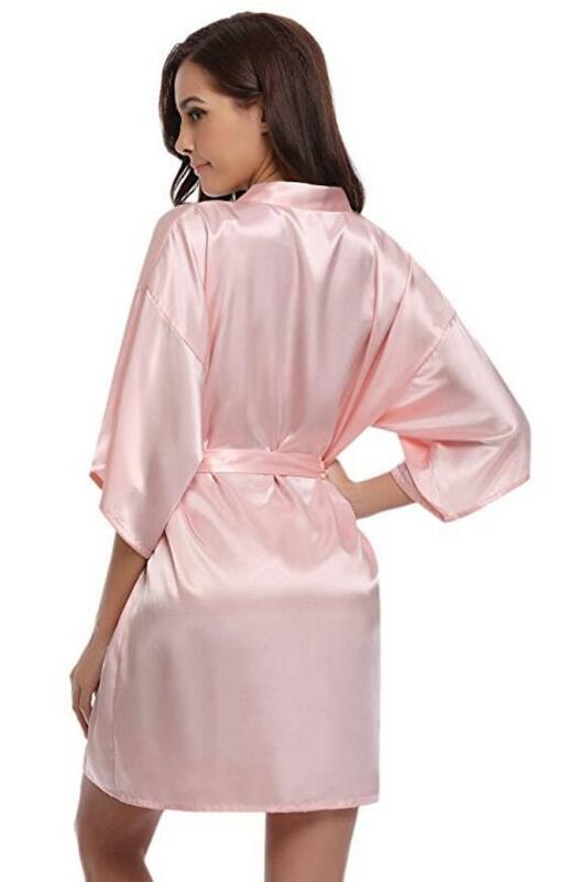 Kimono de seda RB032 para mujer, bata de baño de dama de honor de seda, túnicas azules sexys, azul marino, satén, vestidos de señora, novedad de 2018