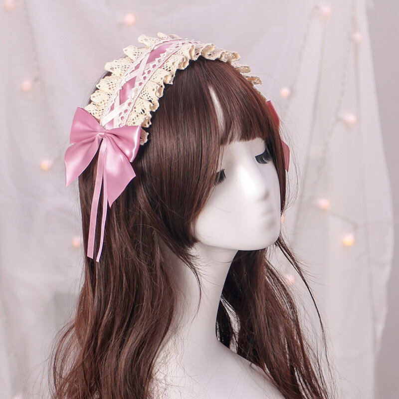 ญี่ปุ่น Lolita อุปกรณ์เสริมผมลูกไม้ Headdress หวานผมวง Lolita Lace Headband ผม Band Bowknot Headwear ชุดคอสเพลย์