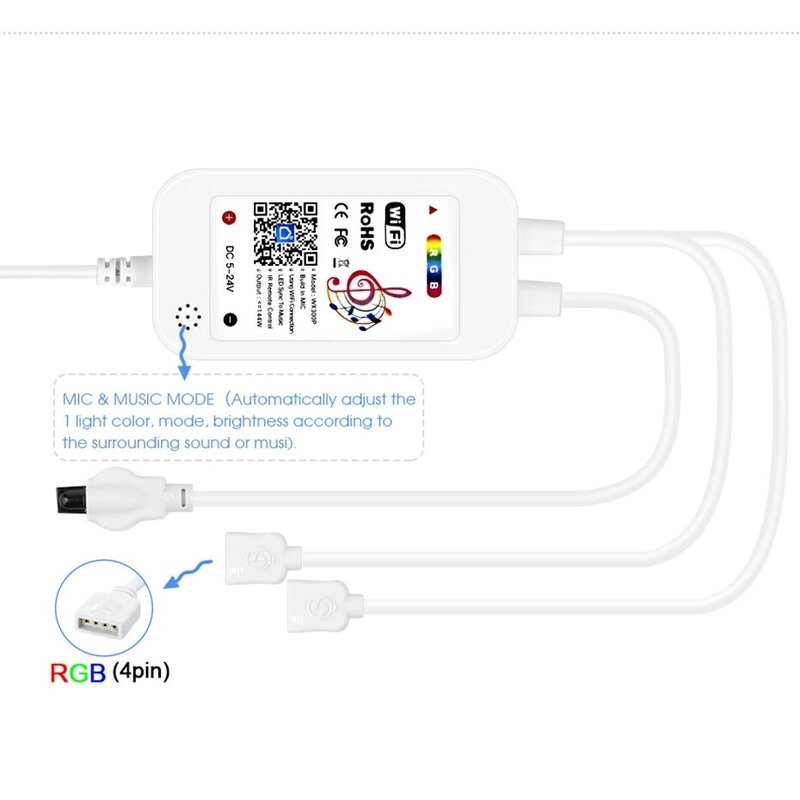 Tuya-스마트 LED 스트립 조명 WiFi RGB LED 조명 스트립, 12V 5050 Alexa Google 음성 원격 제어 30LED/m 색상 변경